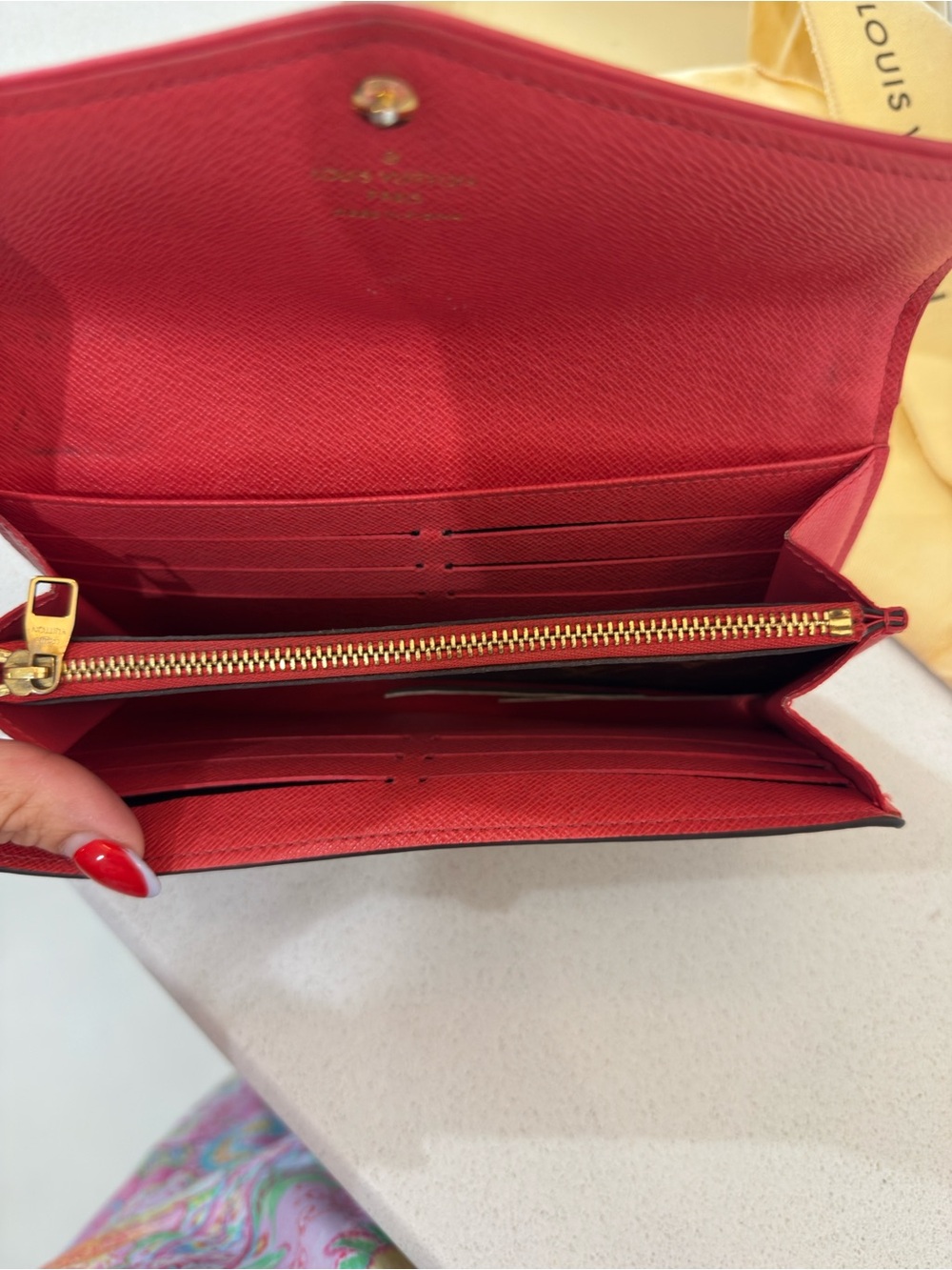 Louis Vuitton Brown Monogram Wallet with Red Trim - Picture 4 of 4